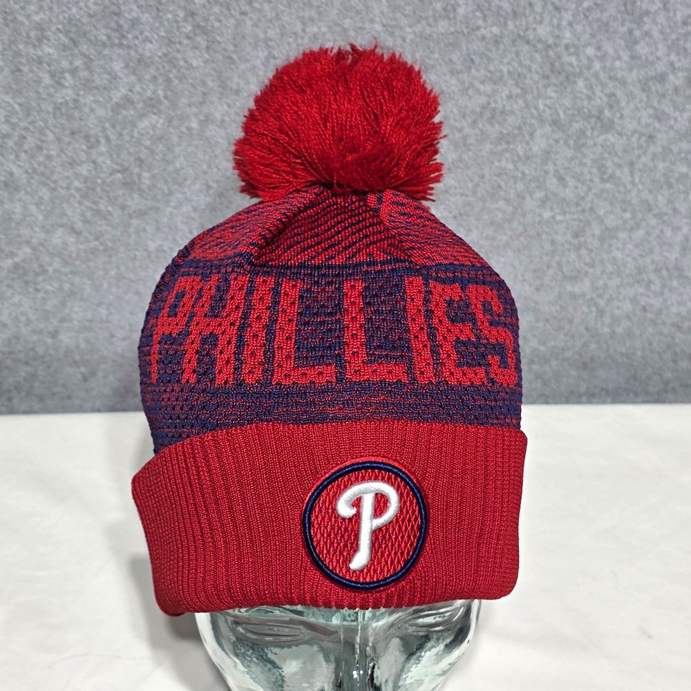 New Era Philadelphia Phillies MLB On-Field Knit Pom Beanie Hat Red/Blue OS - Picture 1 of 11
